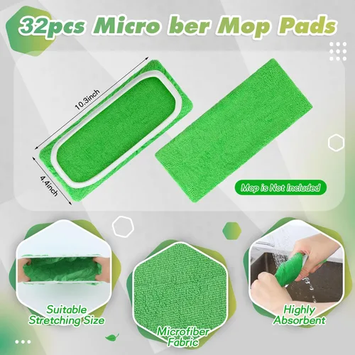 Vista 2 de Ziliny 32 almohadillas reutilizables de microfibra lavables de microfibra compatibles con Swiffer Refill paños de barrido en seco para limpieza