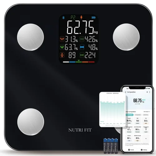 Vista 9 de NUTRI FIT Báscula digital de baño para peso corporal, báscula de baño para observar peso preciso con pantalla LCD grande, más precisa para uso