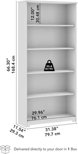 Vista 3 de Bush Furniture estantería con 5 niveles, Madera
