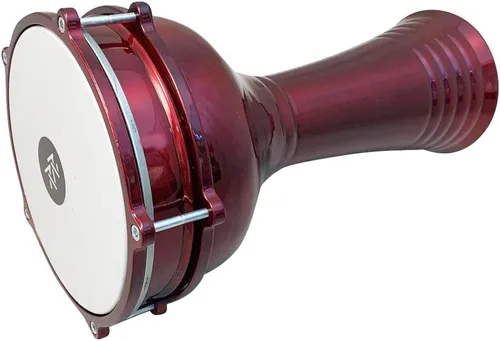 Vista 8 de Darbuka de aluminio de 16 '' de longitud, tambor Doumbek turco de cabeza sintética sintonizable de 8 pulgadas (negro)