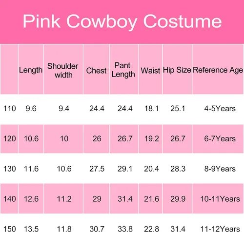 Vista 6 de BILOPER 3Pcs Pink Cowboy Costume Girls Toddler Movie Doll Costume Set Halloween Cosplay 4-12Years