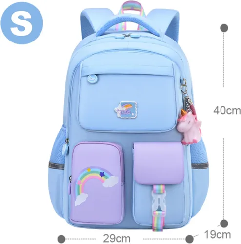 Vista 2 de Mochila de unicornio linda mochila para laptop, bolsas de viaje ligeras y duraderas, Azul Patchwork, S