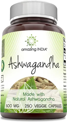Vista 3 de Amazing India ashwagandha 0.017 oz 120 Cápsulas, promueve el sistema inmune y ayuda a manejar el estrés, promueve la vitalidad