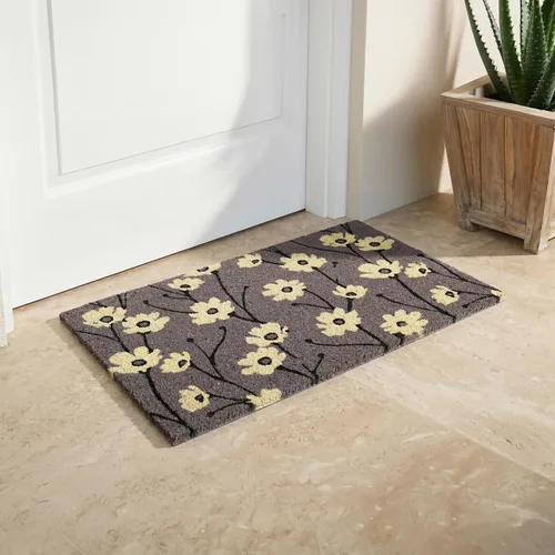 Vista 34 de Fab Habitat Felpudo extra grueso, tejido a mano, duradero, fibra de coco natural, entrada, puerta delantera, porche, patio, pájaros en rama, gris