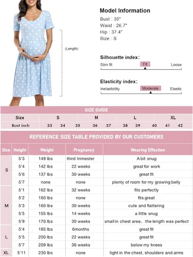 Vista 6 de BBHoping Vestido de maternidad casual a rayas para mujer, manga corta y 34, longitud hasta la rodilla, ropa de embarazo para baby shower