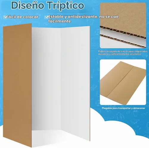 Vista 4 de VinTS 36" x 48" Large Trifold Poster Board,4 Pack White Corrugated Foldable Project Boards for Science Fair, School Projects,Photo Displays