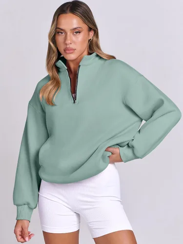 Vista 3 de ANRABESS Sudaderas de gran tamaño para mujer, sudaderas con capucha y media cremallera de 14, ropa de otoño 2024 Y2k