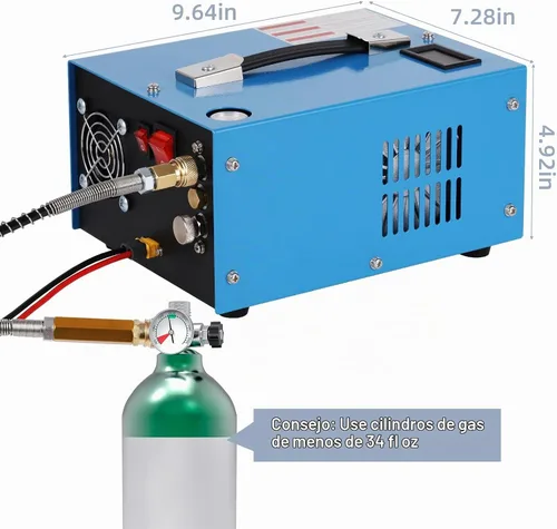 Vista 2 de Compresor de aire PCP, compresor de tanque de buceo de 4500 Psi/30 MPa, fuente de alimentación de 12 V CC/120 V CA, convertidor de potencia