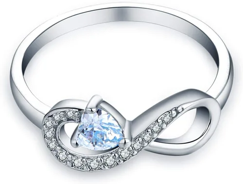 Vista 46 de Anillo Jo Wisdomo de compromiso. de plata esterlina, con corazón e infinito, anillo de amistad, para ella