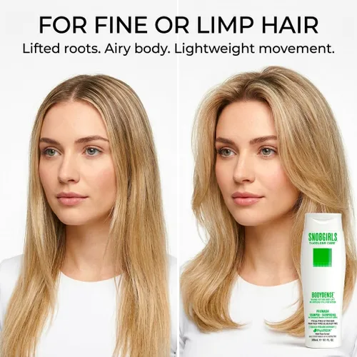 Vista 2 de SNOBGIRLS BODYDENSE - Champú voluminizador para cabello fino o flácido - Limpiador ligero sin sulfatos con ceramidas y aceite de argán - Fórmula