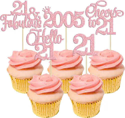 Vista 18 de Gyufise Paquete de 24 adornos negros para cupcakes de 10.º cumpleaños con purpurina negra 10 Ten Hello 10 Dights dobles desde 2015 para decoraciones