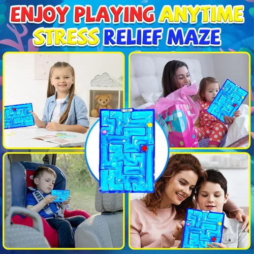 Vista 4 de Juguete sensorial de laberinto Fidget, juguetes sensoriales rellenos de gel para niños y adultos, para aliviar el estrés y la ansiedad, con relleno
