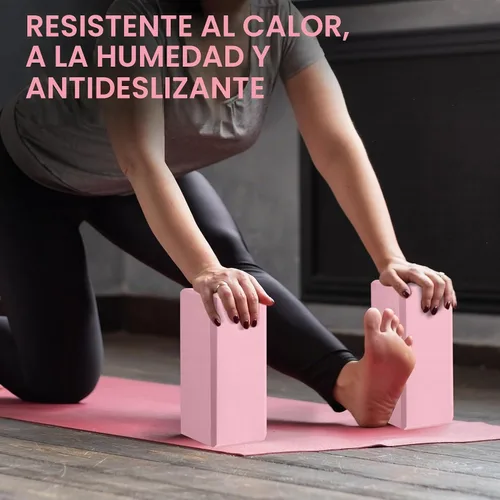 Vista 8 de Yoga Blocks, Non Slip Yoga Bricks, Portable & Lightweight Paquete de 2 rosas: 9 x 6 x 3 pulgadas