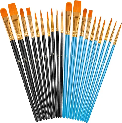 Vista 9 de Soucolor Juego de pinceles de pintura acrílica, 20 pinceles de punta redonda para artista para pintura acrílica, óleo, acuarela, lienzo, pizarras