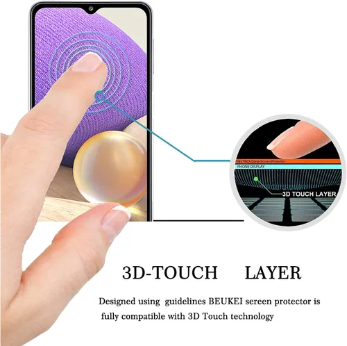 Vista 3 de Protector de pantalla de vidrio templado compatible con Samsung Galaxy A32 5G, sensible al tacto, compatible con fundas, dureza 9H (paquete de 3)
