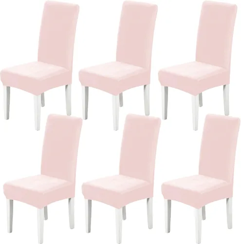 Vista 7 de Juego de 2 fundas de terciopelo suave para sillas de comedor, fundas elásticas de terciopelo para sillas, color negro