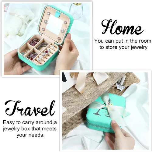 Vista 4 de Joyero de viaje - Joyero portátil pequeño, organizador de joyas, accesorios de viaje, esenciales para vacaciones, regalos de cumpleaños
