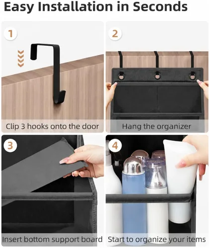 Vista 5 de STORAGE MANIAC Organizador para colgar sobre la puerta, organizador colgante de gran capacidad, bolsillos profundos transparentes detrás