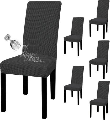 Vista 50 de Easy-Going - Juego de 2 fundas para sillas de comedor 100% impermeables, de tela Jacquard elástica, fundas protectoras removibles y lavables