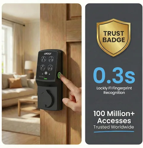 Vista 4 de Lockly Secure Plus, cerradura de puerta de entrada sin llave, cerraduras inteligentes para puerta delantera, cerrojo de bloqueo inteligente, teclado