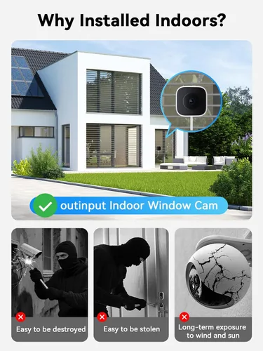 Vista 5 de Outinput Cámara de ventana sin taladro de 3MP 2K para seguridad del hogar, cámara de vigilancia de 2.4G y 5GHz con montaje en ángulo de visión