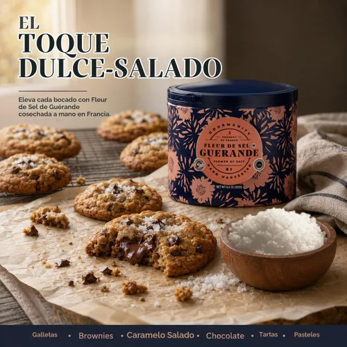 Vista 3 de Gourmanity Fleur De Sel De Guerande, 4.4 onzas de sal francesa cosechada a mano Fleur De Sel sal marina francesa, flor de Sol sal marina de Francia