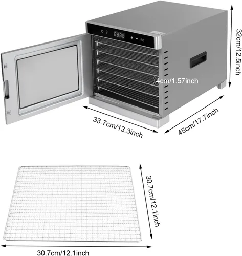 Vista 2 de 6/8 Tray Commercial Food Dehydrator Machine with Digital Adjustable 24h Timer 700w Commercial Food Dehydrator Tray Stainless Steel Fruit Meat Jerky