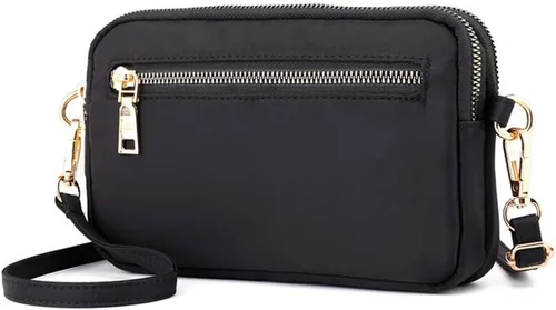 Vista 2 de Bolso de mano de nailon para Samsung Galaxy S20 Ultra, S20 FE 5G, A11 A21 A51 A71 A10S A20S A21S A20, Note 20 10 9, S10 Lite S10 Plus (negro)