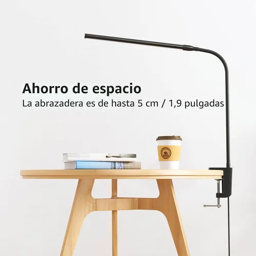 Vista 7 de Lepro Lámpara de Escritorio con Clip LED Luz de Lectura Regulable USB Pequeña Lámpara de Abrazadera con 3 Modos de Color 10 Niveles de Brillo, Luz