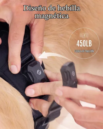 Vista 2 de Fei & Eve MagEase - Arnés magnético para perro de 3 segundos, chaleco táctico sin tirones, MOLLE de conexión rápida con 3 clips para la correa Negro