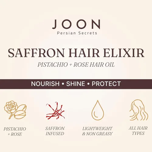Vista 3 de Joon Elixir Capilar Azafrán Pistacho + Aceite de Rosa para el Cabello, 1.11 Fl.