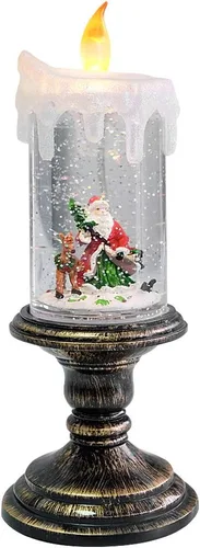 Vista 10 de Eldnacele Velas de Globo de Nieve de Halloween Lámpara Iluminada, Operada con Batería Vela Giratoria Espeluznante de Tornado de Agua Brillante Sin
