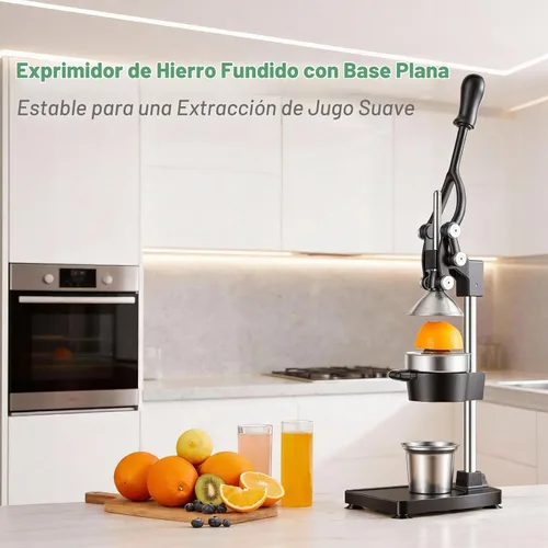 Vista 2 de Exprimidor de hierro fundido, 17 pulgadas de alto y base plana resistente, exprimidor manual de alta resistencia para naranja, limón, lima, granada