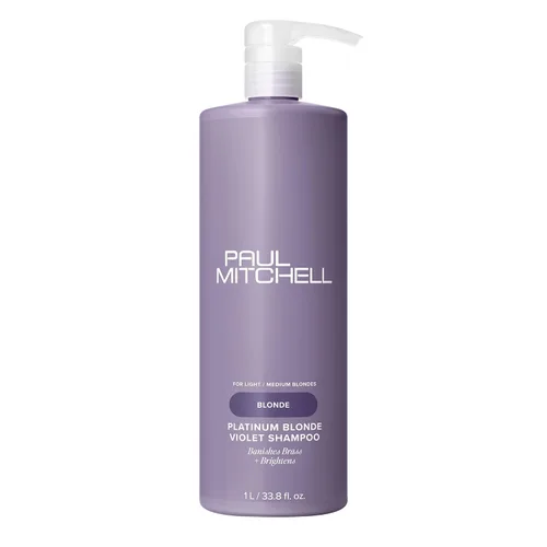 Vista 9 de Paul Mitchell Platinum Blonde Violet Shampoo, Banishes Brass + Brightens, Ideal for Light to Medium Blonde, Silver, Gray or White Hair