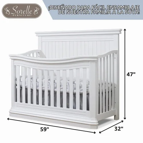 Vista 5 de Sorelle Furniture Primo - Cuna convertible clásica 4 en 1, cuna blanca hecha de madera, acabado no tóxico, cama de bebé de madera, cama infantil