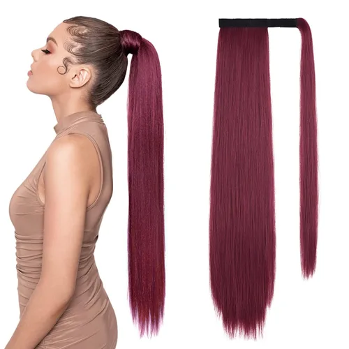 Vista 42 de SEIKEA Extensión de cola de caballo con clip alrededor del cabello lacio para mujer (12 pulgadas, negro)