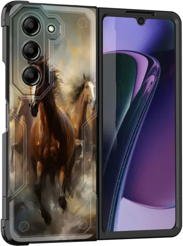 Vista 28 de Funda para Galaxy Z Fold 5 5G 2023, doble capa, protección contra caídas de grado militar de 10 pies, antideslizante, resistente a prueba de golpes