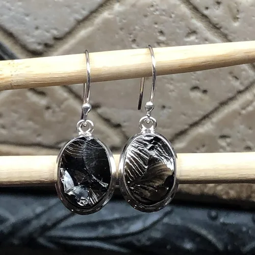 Vista 4 de Pendientes de plata de ley 925 natural Shungite 0.984 in