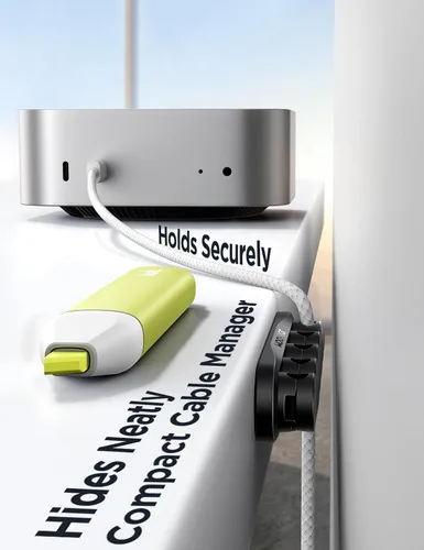 Vista 7 de Organizador magnético 5 en 1 para cables JOYROOM [pista deslizante ajustable] para debajo del escritorio, organizador de cables adhesivos