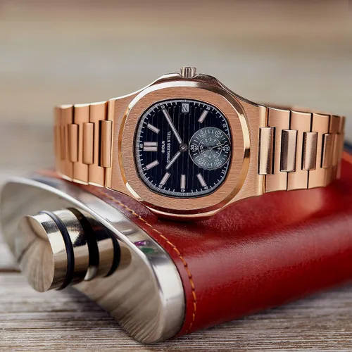 Vista 2 de DIDUN Relojes de acero inoxidable para hombre, marca de lujo, reloj de pulsera Nautilus estilo Patek.