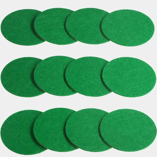 Vista 7 de Gejoy 94 mm Hockey Paddle Pads Self Adhesive Replacement Hockey Mallet Felt Pads Green Felt Sticker for 96 mm Pushers