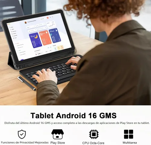 Vista 2 de CUPEISI Tablet Android 16 de 10 pulgadas, 20 GB de RAM+128 GB de ROM/2 TB expandible, procesador octa-core de 2.0 GHz, pantalla HD de 1280 x 800
