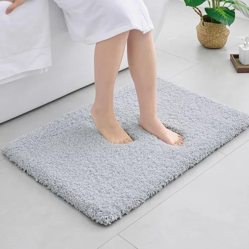 Vista 38 de Disolla - Alfombra antideslizante pequeña y esponjosa para el suelo del baño, lavable, afelpada, para ducha, absorbente, color beige, 17 x 24