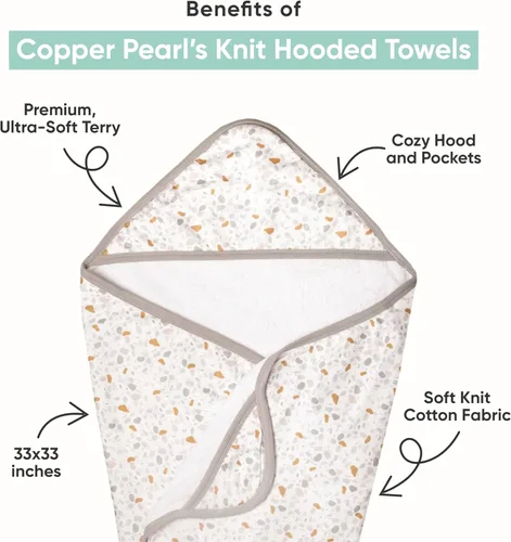 Vista 2 de Copper Pearl Toallas de baño con capucha, toallas de baño de tela de rizo de primera calidad con capucha, bolsillos y diseños geniales, ideales