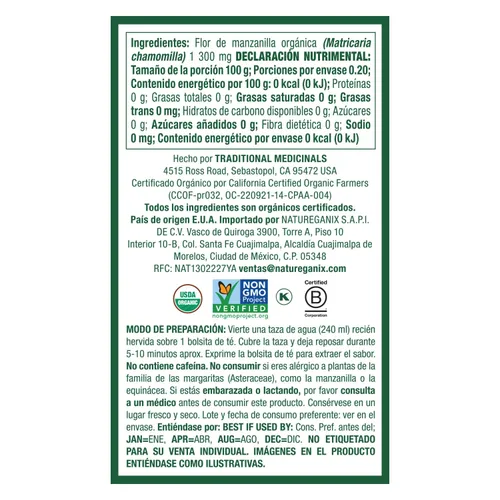 Vista 7 de Traditional Medicinals - Té de hierbas orgánico de manzanilla, 16