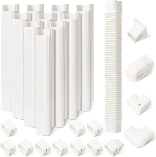 Vista 12 de Kit de cubierta de conjunto de líneas de 3" de ancho y 7.5 pies de largo para aires acondicionados mini split, cubierta de línea delgada de PVC