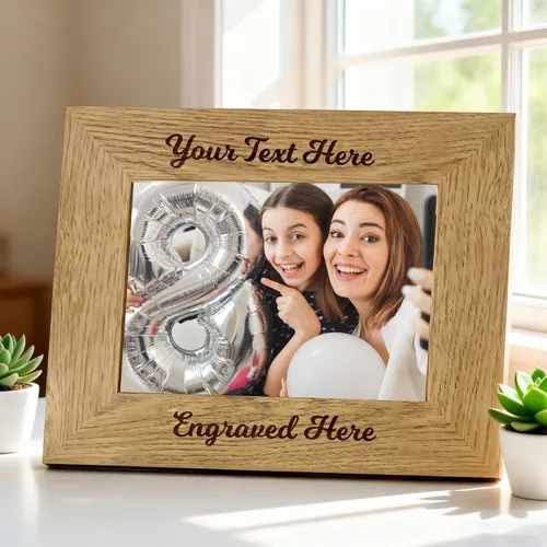 Vista 5 de Marco de fotos personalizado grabado con láser, marco de madera de 7 x 5 pulgadas, marco de fotos de madera personalizado, cualquier texto de regalo