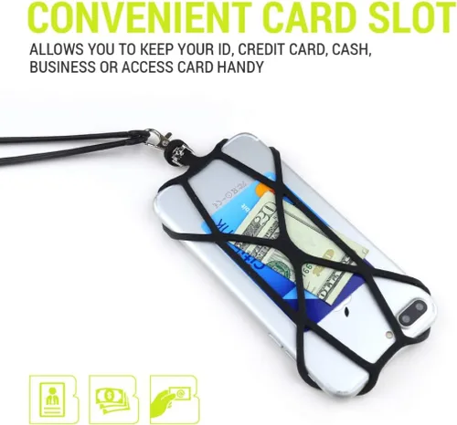Vista 4 de Gear Beast Cordón para teléfono celular, funda de silicona para teléfono inteligente y correa para el cuello compatible con la mayoría de teléfonos