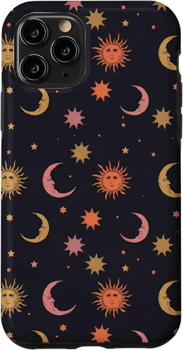 Vista 27 de Funda para iPhone 16 Whimsigoth Aesthetic Hippie Celestial Vintage Half Moon Sun