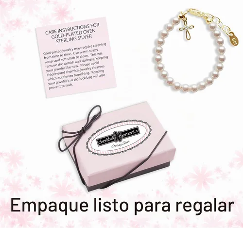 Vista 5 de Cherished Moments Cross Bracelet, .925 Sterling Silver or 14K Gold-Plated oro-SM (0-9 meses)